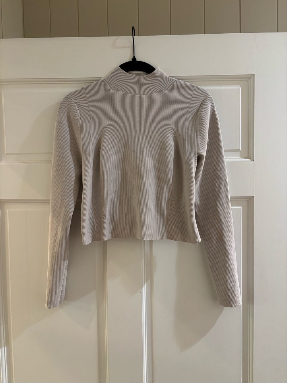 lululemon athletica Cropped Ribbed Mock Neck Long-Sleeve Top - Light Beige